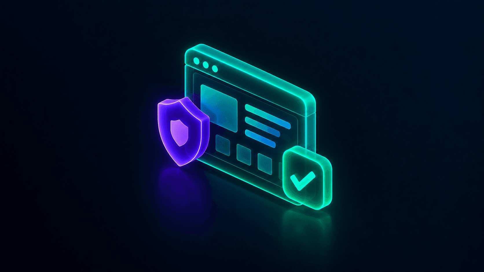 Isometric illustration of a software interface with a shield and a checkmark overlapping it, representing a production-ready SaaS MVP